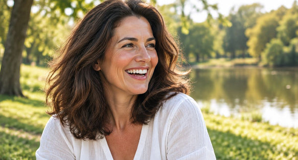 Woman with full, healthy hair outdoors
